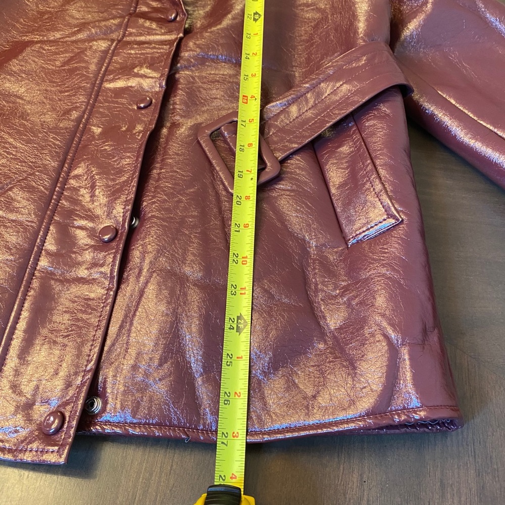 🆕J.O.A Faux Fur Lined tie waist coat in burgundy - Picture 13 of 15